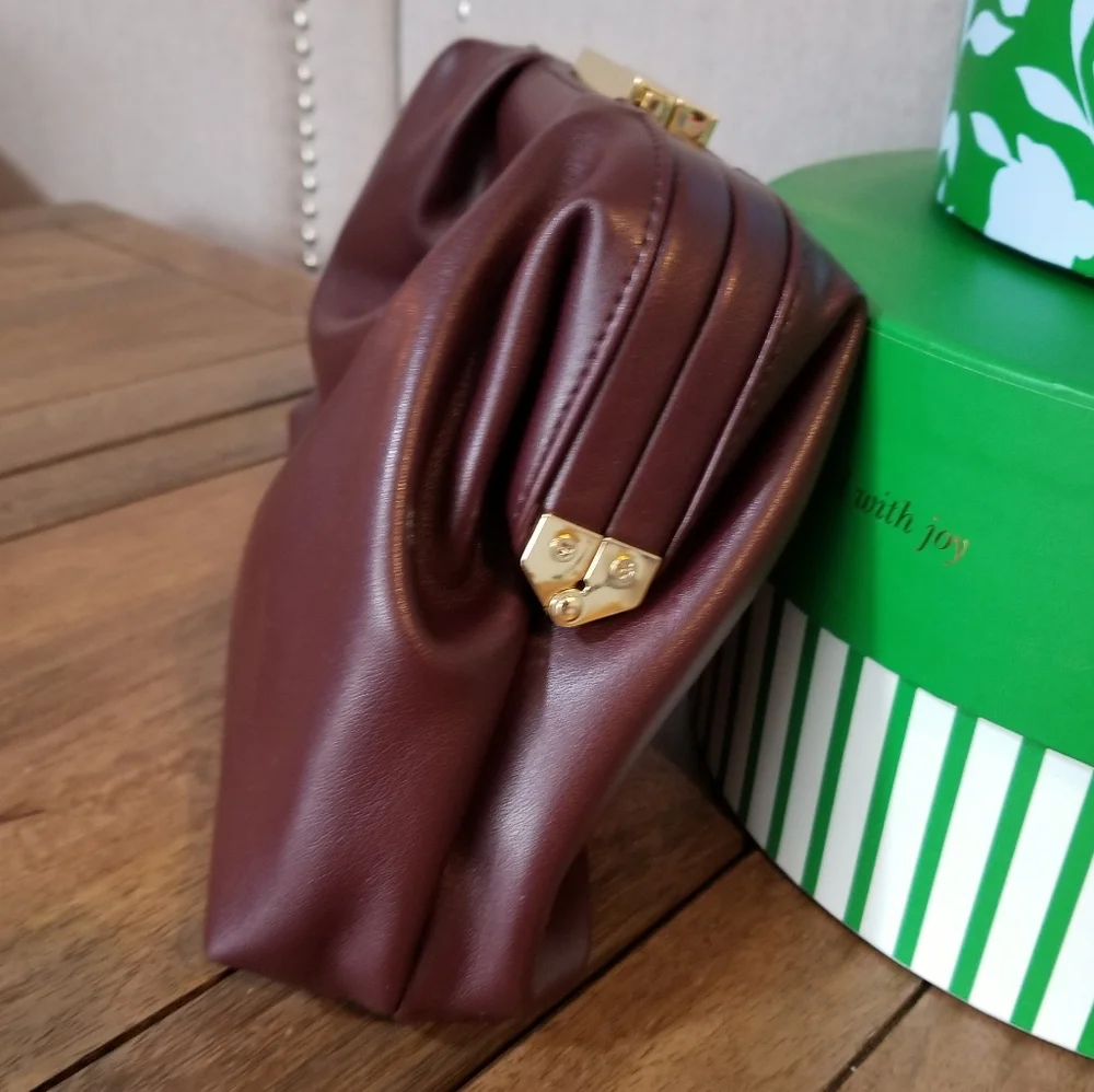 Ann Taylor Soft Frame Clutch Merlot - Picture 8 of 16